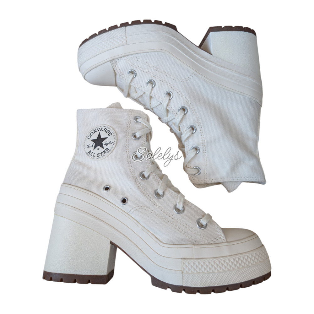 Converse Chuck 70 De Luxe Heel Platform Egret White Sneaker Boot Womens 7 - Picture 10 of 10